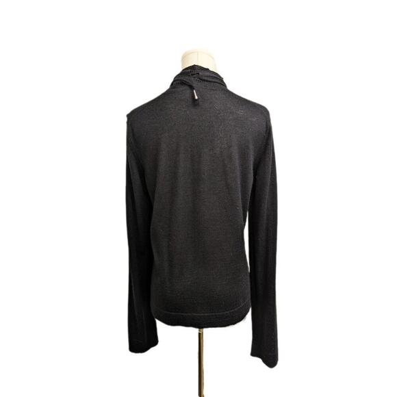 Hermes Black Cashmere Silk Chain D'Ancre Mock Turtleneck Gaultier 2007 Size 42 - Picture 2 of 9